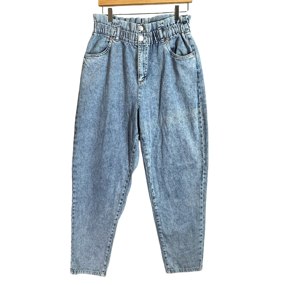 Garage 80s Mom Jeans Light Acid Wash High Rise Paperbag Waist Size 11 Relaxed